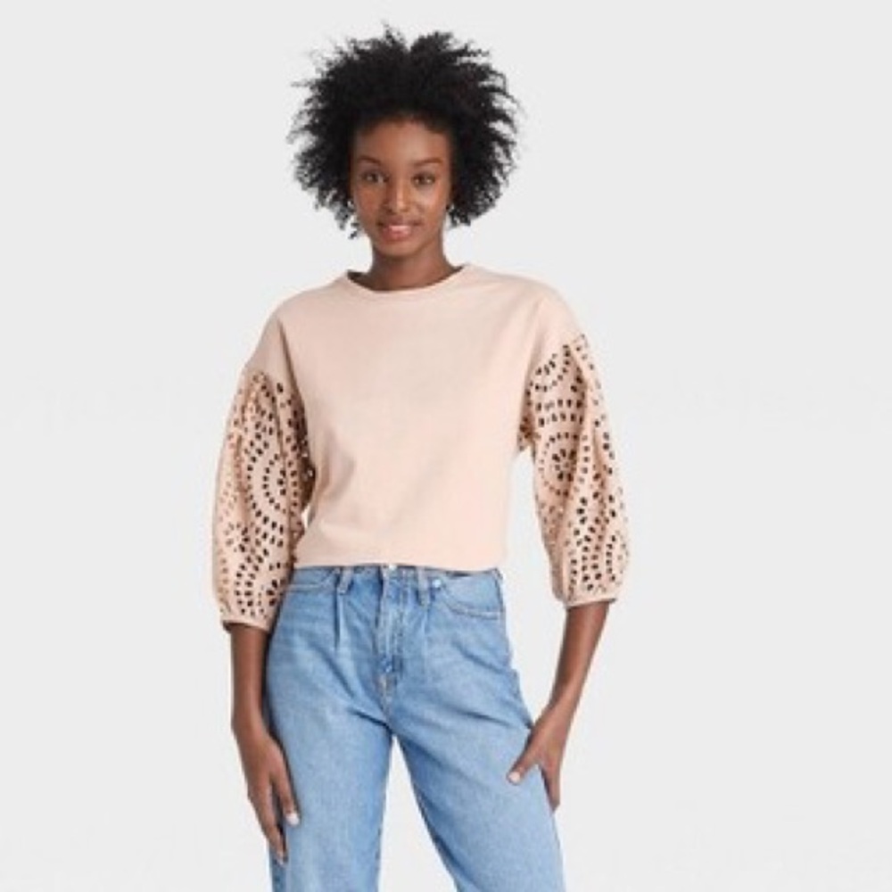 A New Day Eyelet sleeve top